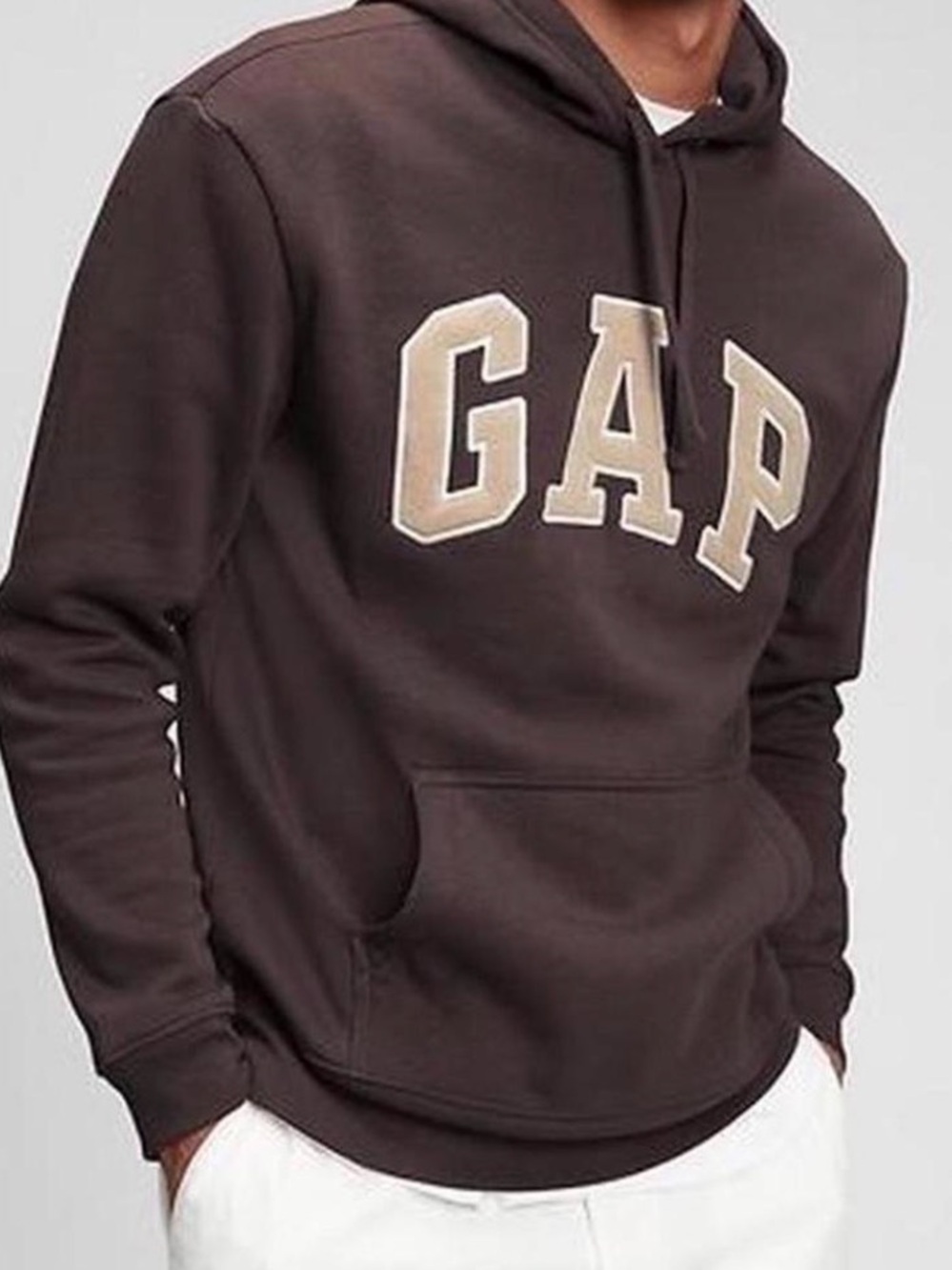 GAP Chocolate Brown Hoodie with Tan Logo size large- unisex